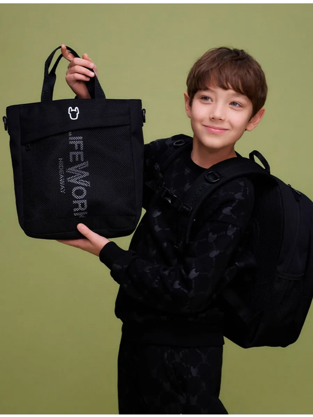 Рюкзак с карманом из сетки+ сумка с карманом из сетки с молнией