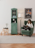 Шкаф витрина, 48х28х109, Лена, стеклянная для посуды, с полками (верхняя часть буфета Лена), эвкалипт, массив сосны, Dipriz