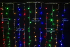 Занавес с мерцающим диодом 1.5*1.5 м., 220V, 160 разноцветных LED ламп, соединяемый, прозрачный провод, Winner Light (m.03.5T.160+)