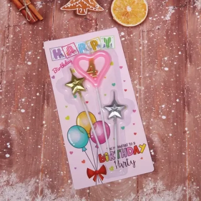 Свечи для торта Цифра Звёздный праздник «4», розовый