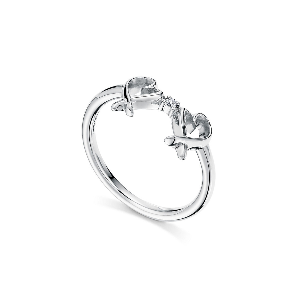 Кольцо из серебра с бриллиантом, Tiffany 💠 Любящие сердца. В наличии