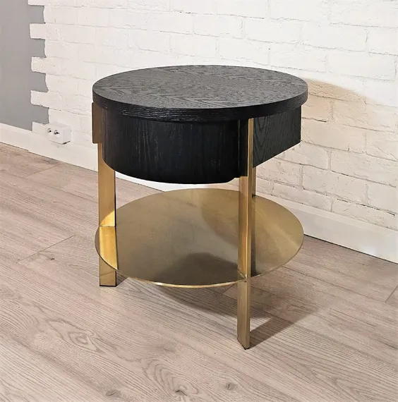 Столик-тумбочка 4406 с полкой и ящиком, Ø50х50 см