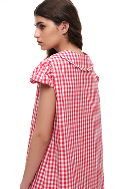 Платье мини в клетку (Биркин), красное