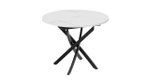 Стол кухонный обеденный круглый раздвижной Черный муар/Стекло глянцевое белое 100(132)х75х75 см