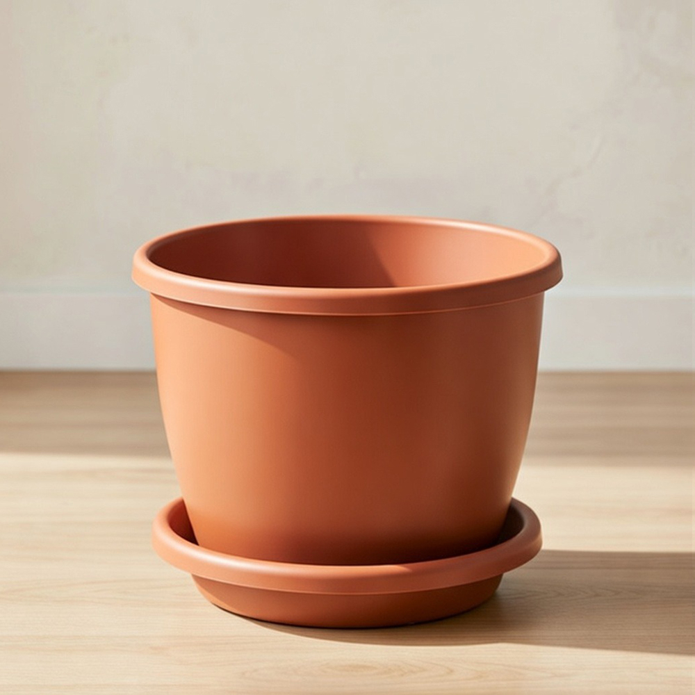 Горшок цветочный Афина 0,5л с поддоном, коричневый