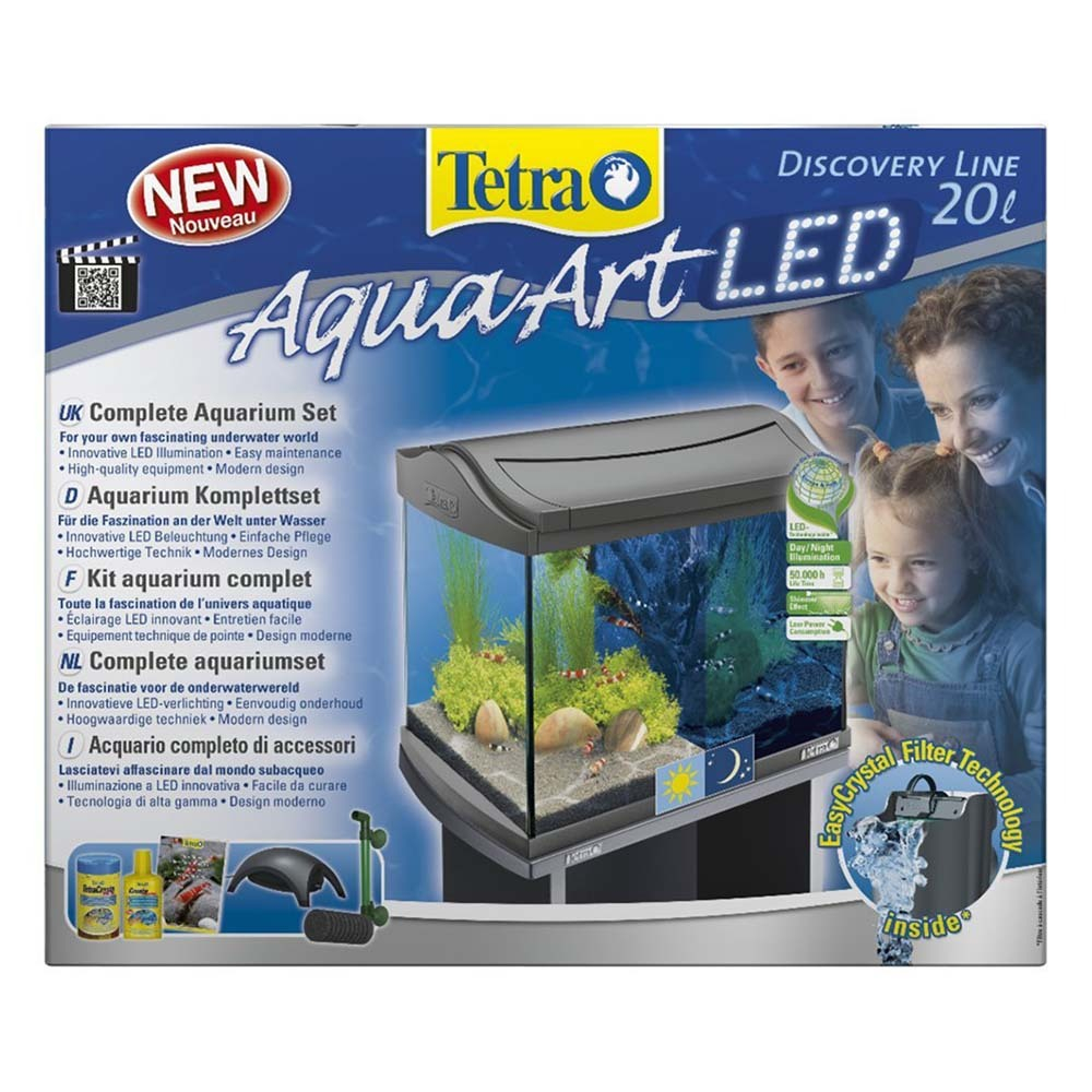 Tetra AquaArt Goldfish LED 20 л (серый) - прямоугольный аквариум с LED светом и фильтром для золотых рыбок