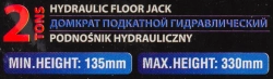 Домкрат подкатной гидравлический 2 т (h min - 135мм, h max - 330мм) Forsage F-TR15005