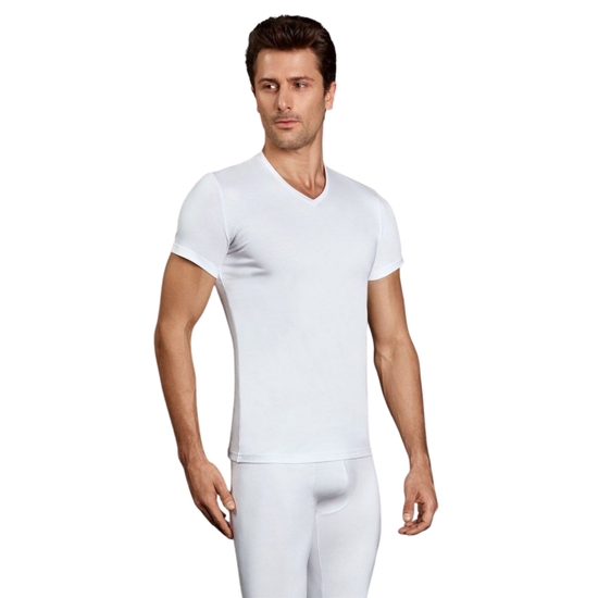 Мужское термобелье футболка с V-образным вырезом белая Doreanse 2890