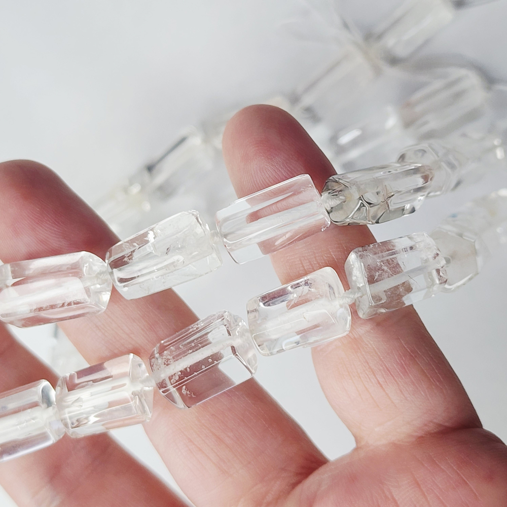 Горный хрусталь, природный прозрачный кварц, бочонок, огранка, 16×8мм, штучно