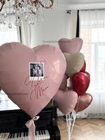 Композиция «Сердце матери»: фольгированный шар с фото и фонтан из сердец