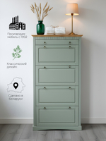 Тумба для обуви Неаполь из сосны, 4 двери с ящиком, 87х169х21 см, зеленый