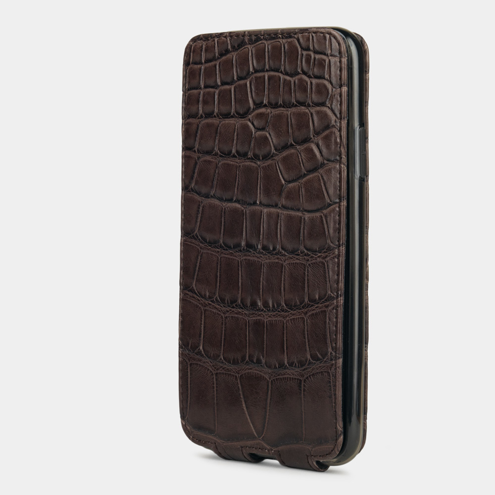 Special order: Чехол для iPhone 11 Pro Max из натуральной кожи крокодила, темно-коричневого цвета