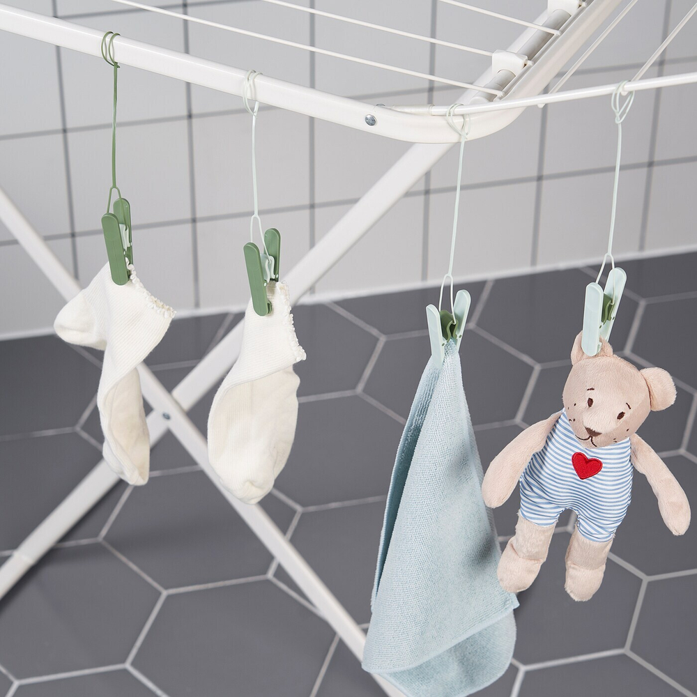 Набор прищепок со шнурками для белья IKEA SLIBB (СЛИББ), Зеленый, 8 шт