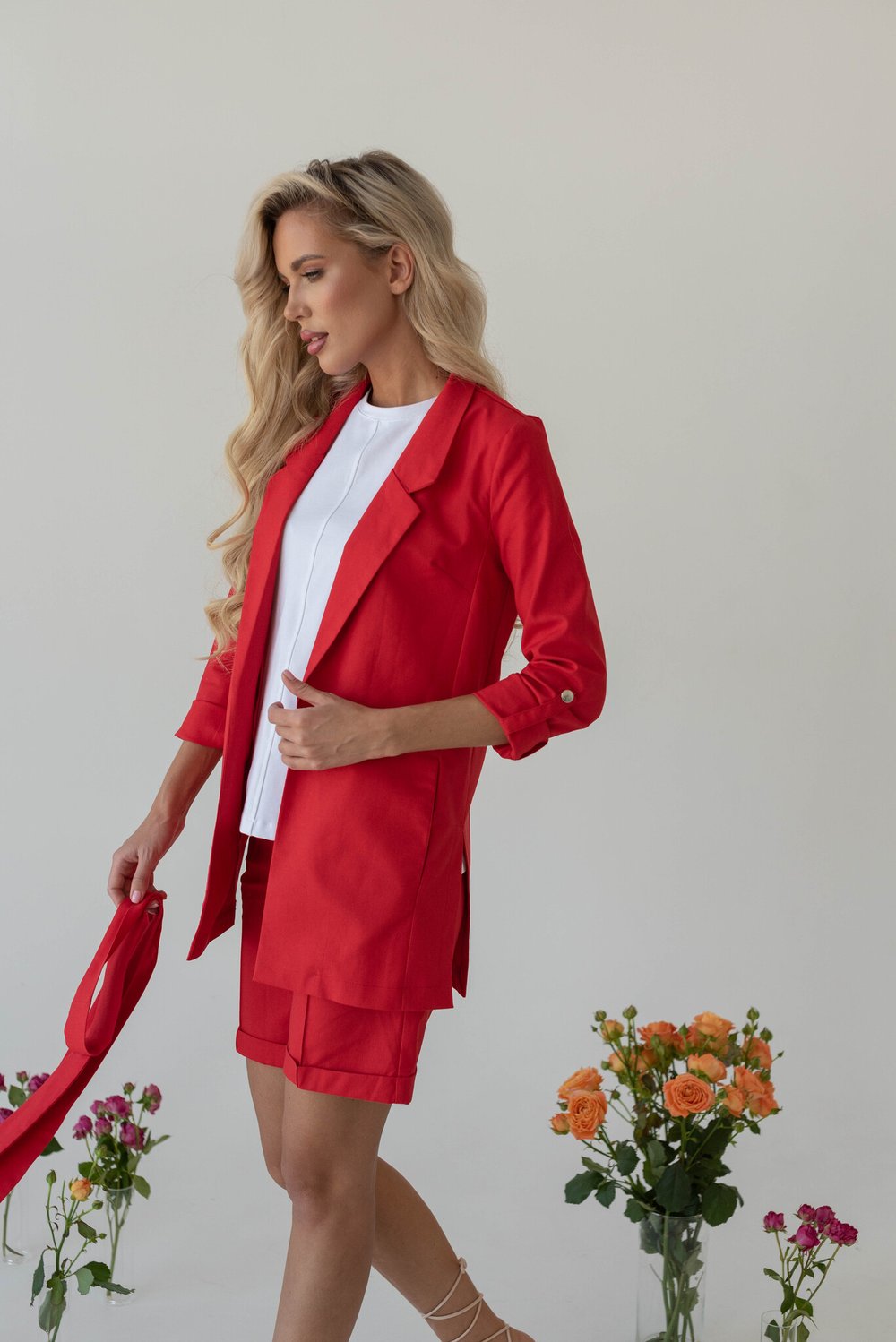 Костюм красный лен