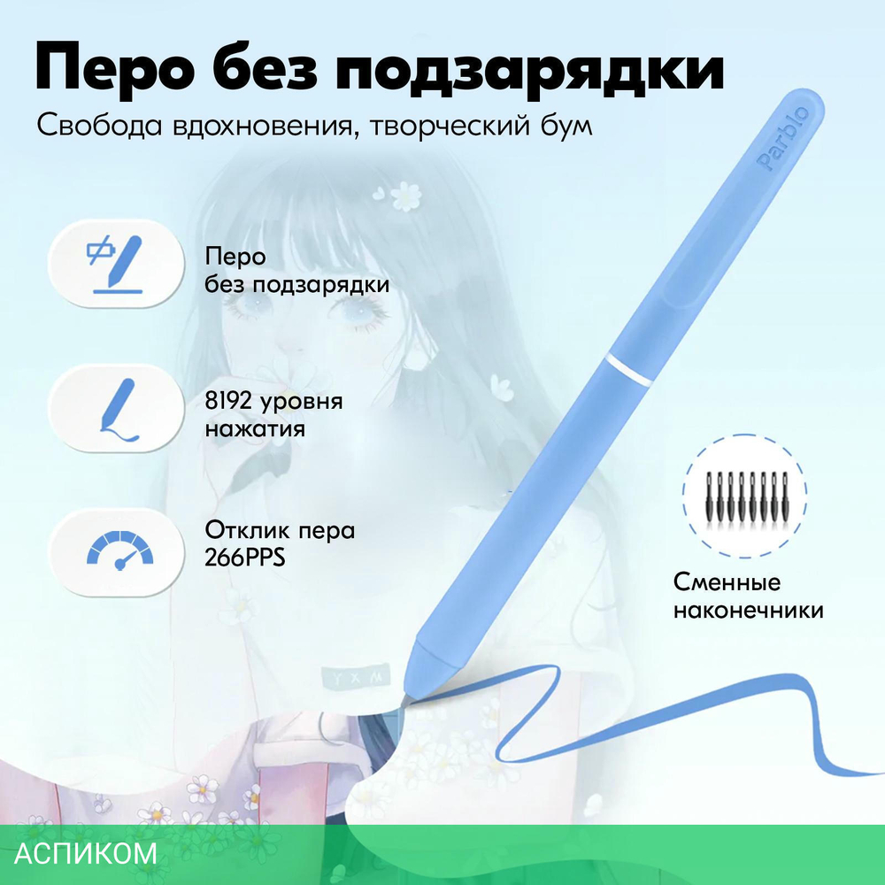 Графический планшет Parblo Ninos N4 Blue