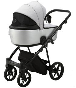 Детская коляска Adamex Porto 2 в 1 PO-PS89 (СВ.СЕРЫЙ+СЕРЕБРИСТАЯ КОЖА)