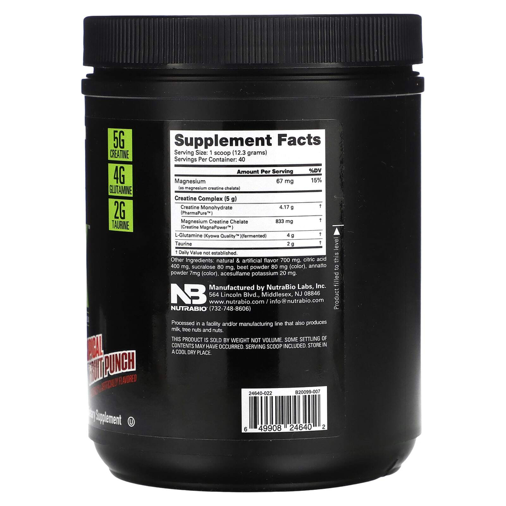 NutraBio, CGT MAX, пунш из тропических фруктов, 491 г (1,1 фунта)