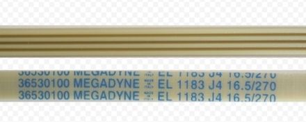 Ремень 1183 J4 EL Megadyne для стиральной машины 1123мм белый, синяя надпись 36530100 в/з BLJ155UN