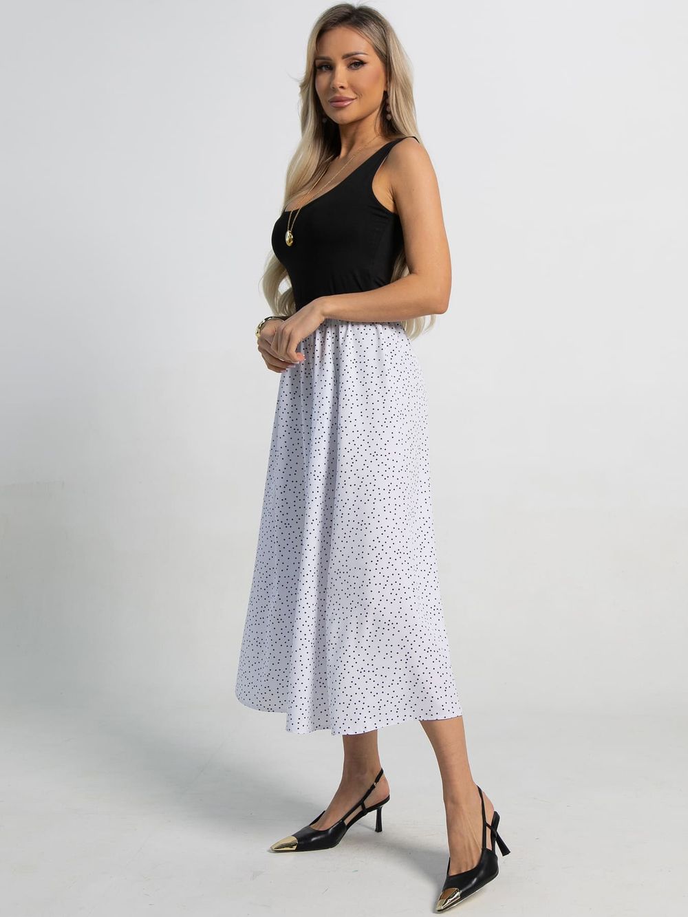 Юбка Маришка (белая/горох) Ю15856-30М LT Collection
