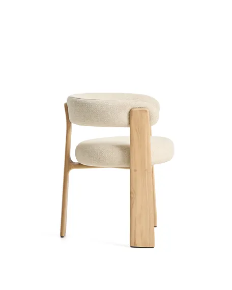 Уличный стул Granite бежевый с ножками из тикового дерева