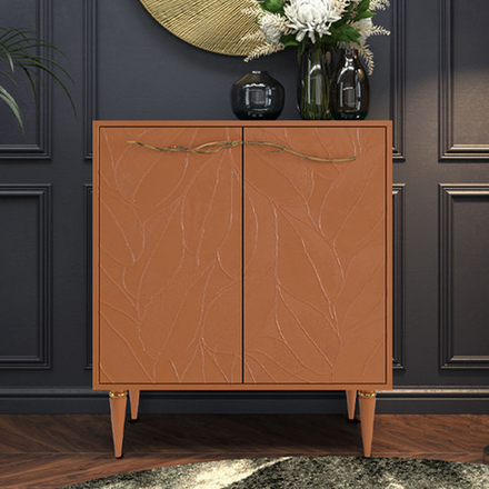 Комод Арт Колор leaves Классик Голд с 2 полками Томленый оранжевый