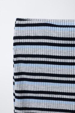 ZARA ЮБКА МИДИ В ПОЛОСКУ, СЕРЫЙ