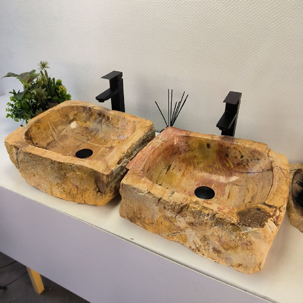 Раковина из окаменелого дерева OD-62447 47*42*15 2шт