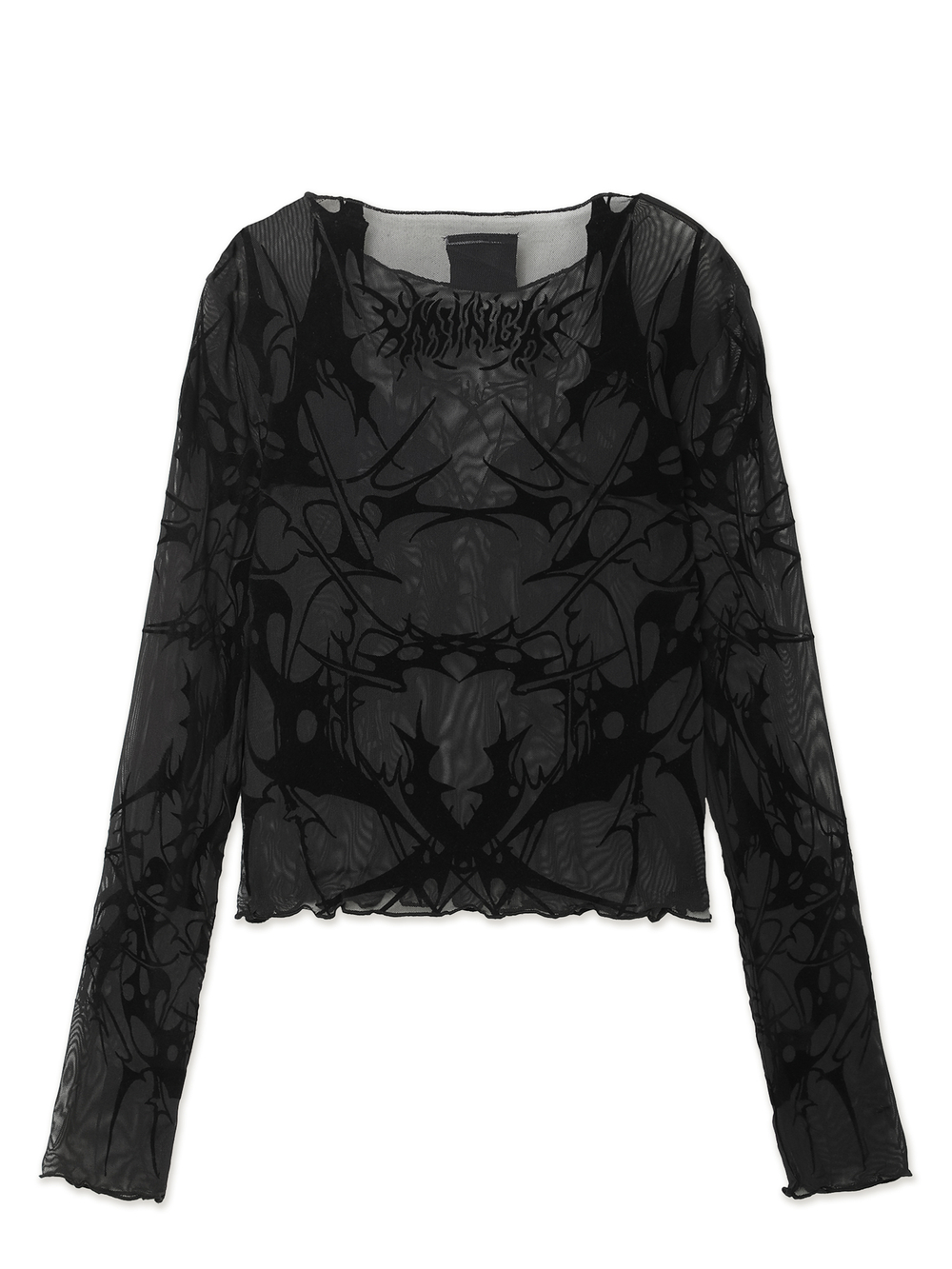 Женский Лонгслив Black Mesh With Flock Sigilism Print