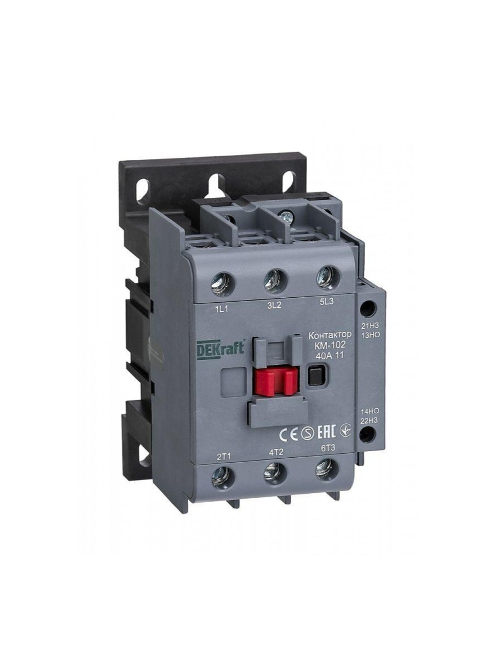 Контактор КМ-102 3п 40А кат. 230В AC 1НО+1НЗ AC-3 AC-4 DEKraft 22006DEK