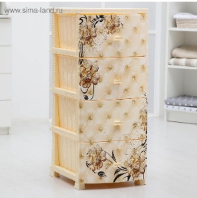 Комод 4-х секционный «Декор. Барокко», цвет слоновая кость