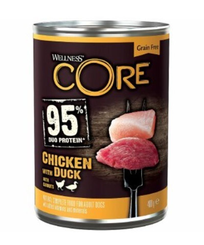 CORE 95 консервы для взрослых собак курица с уткой и морковью 400 г
