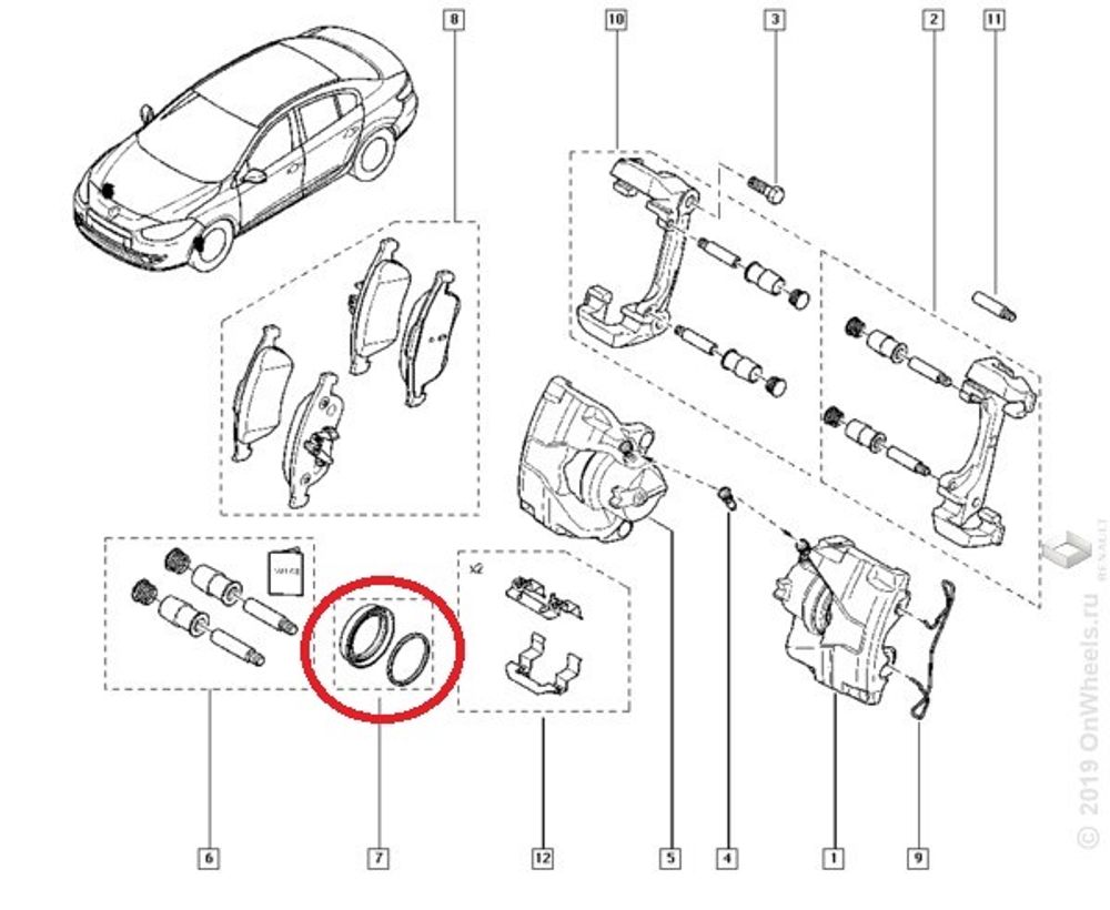 Рк перед. суппорта Renault Fluence Megane III (сальники) (Renault)