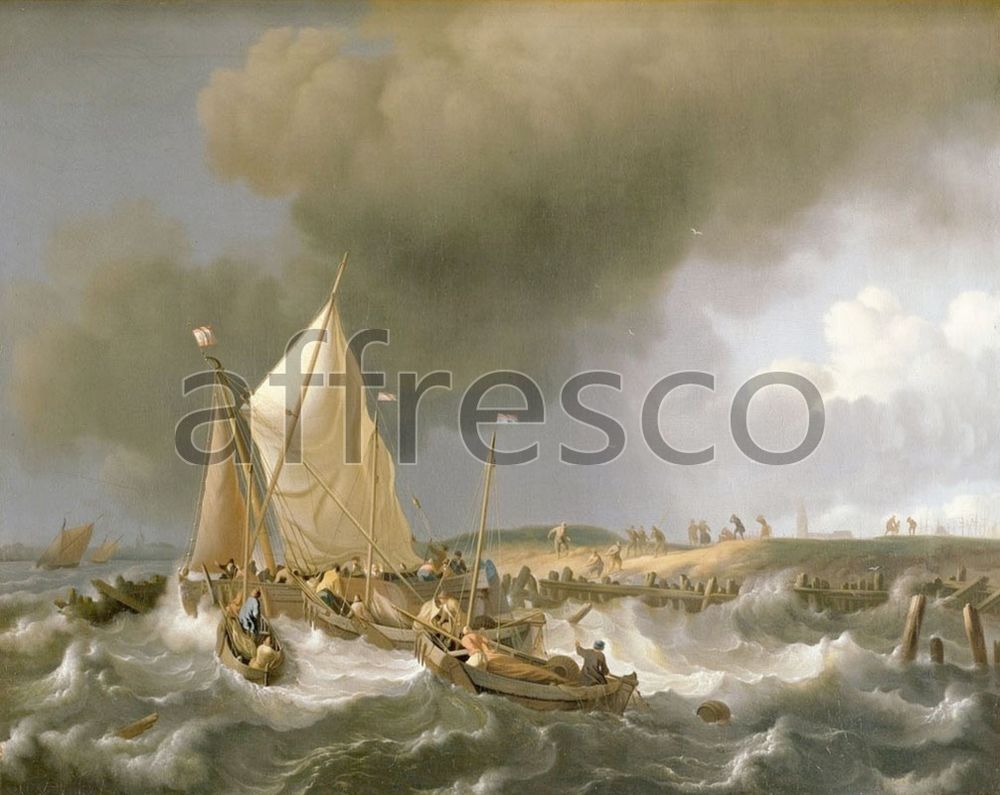 Фреска Bakhuizen Ludolf, Boats in a Storm