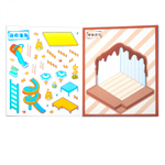 Наклейки для творчества - антистресс книжка, 130*150 мм, "Funny Animals", MINI, 3D стикеры, 6 комнат, 12 листов с наклейками, 10 шт/уп, пакет с европ.