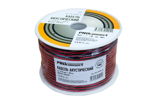 Акустический кабель 2х0.50 кв.мм, красно-черный, 100м PROCONNECT 01-6103-6