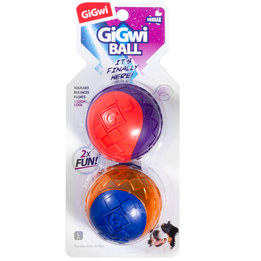 75336 Игрушка для собак два мяча с пищалкой 8см, серия gigwi ball