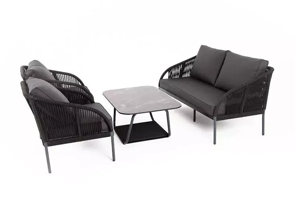 "Канны" лаунж-зона 4-местная плетеная из роупа (веревки), цвет темно-серый