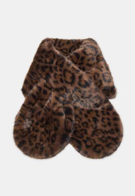 STRADIVARIUS Шарф из искусственного меха с леопардовым принтом, коричневый