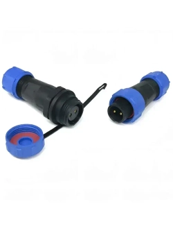 Разъем герметичный SP17 водонепроницаемый, 2 контакта, соединительный, вилка+розетка (IP68,10А,12-220В).