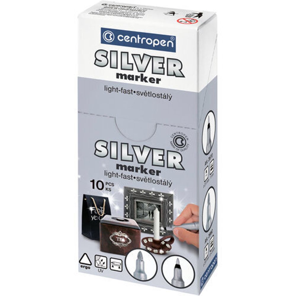 Маркер спец. CENTROPEN SILVER 1,5-3 мм серебро круглый