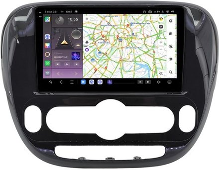 Магнитола для KIA Soul 2 2014-2019 (климат, рамка глянцевая) - Carmedia SF-9740-C QLed+2K, Android 13, TS20, CarPlay, 4G SIM-слот