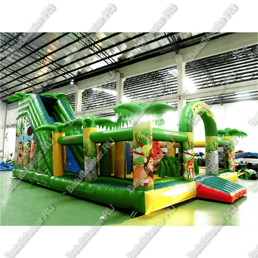 Коммерческий надувной батут "Джунгли малый со скалодромом"
