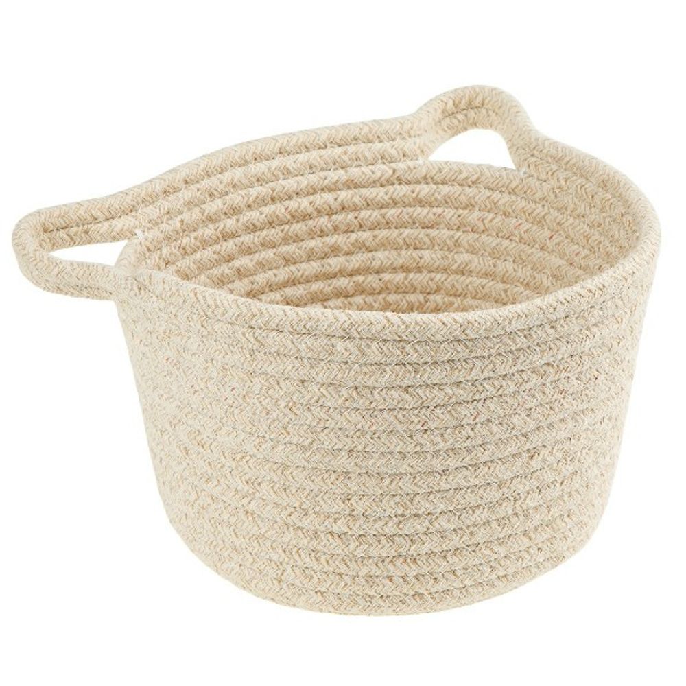 Кашпо плетеное с ручками (ткань) D21хН12см (Белый)