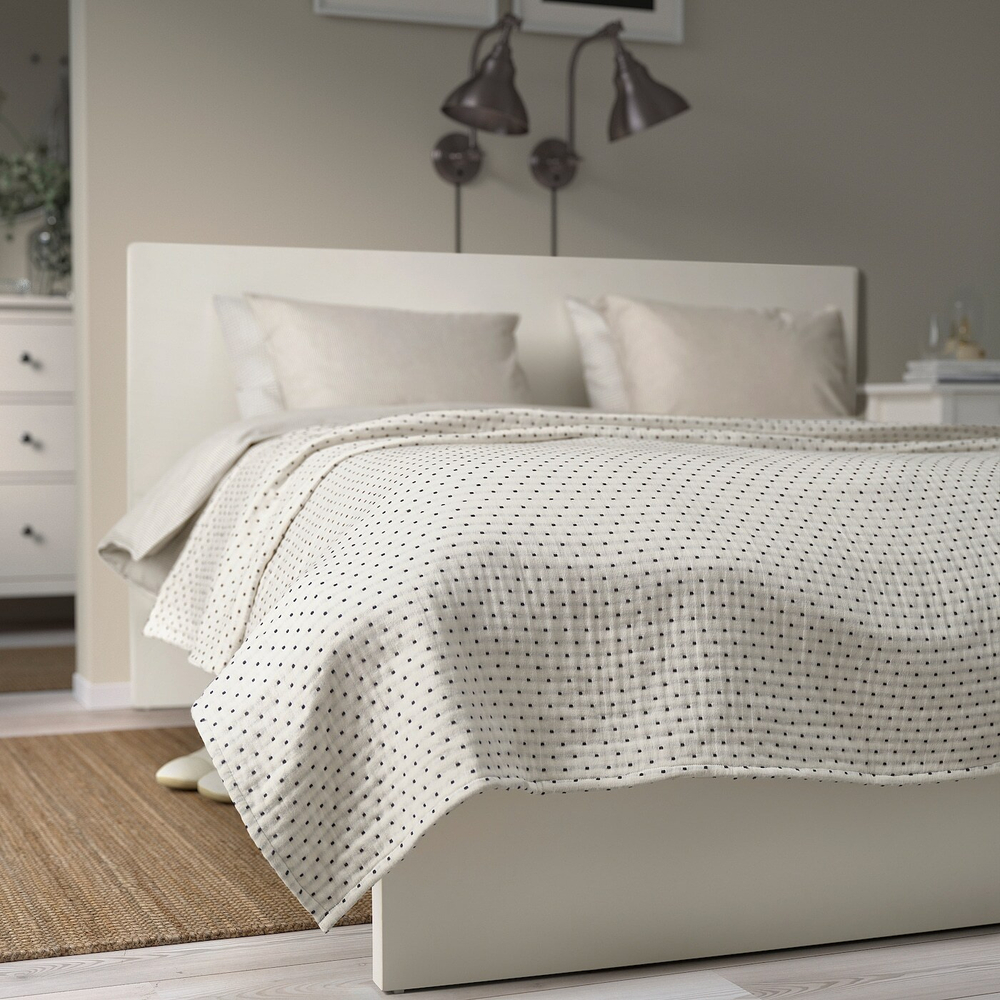 IKEA JAKOBSLILJA  (ИКЕА ЙАКОБСЛИЛЙА)  -  Покрывало, кремовый/антрацитовый, 230x250 см