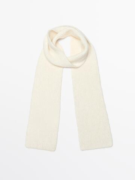 Massimo Dutti Шарф из тонкой смесовой шерсти, белый