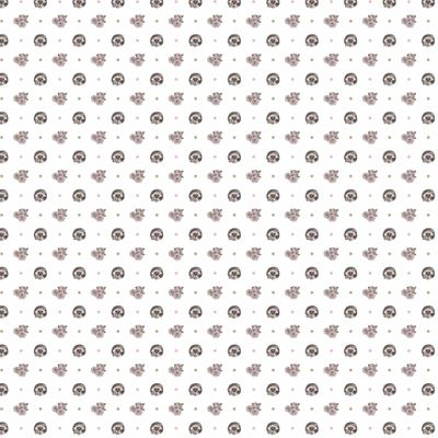 Ёжики и нежные цветы на белом фоне с горошком