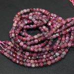 Рубин бордовый куб юв. огранка бусины 4мм