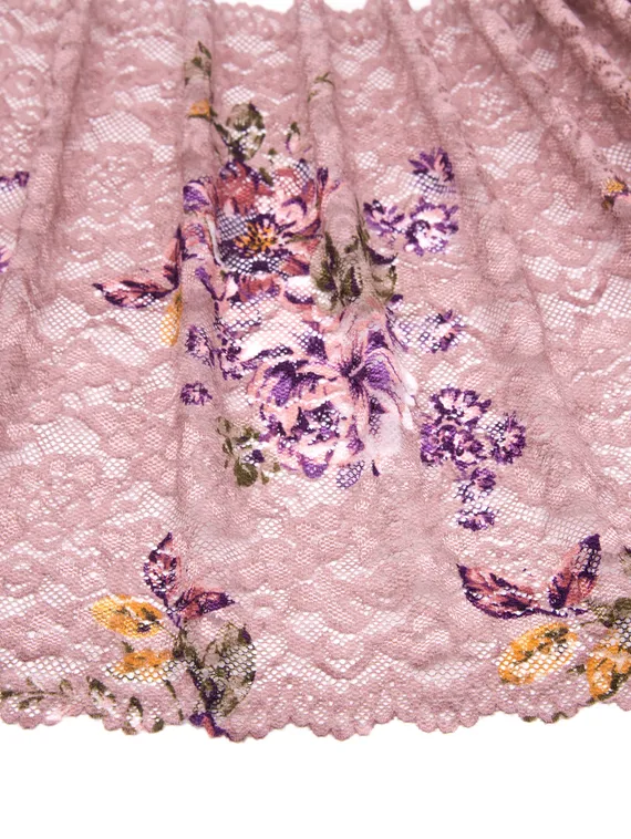 03-225 Кружево эластичное 28 см, Renaissance, лотос/кофейная роза