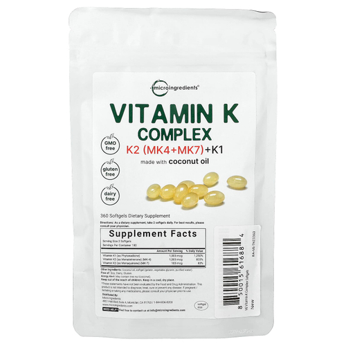 Micro Ingredients, комплекс с витамином K, 360 капсул