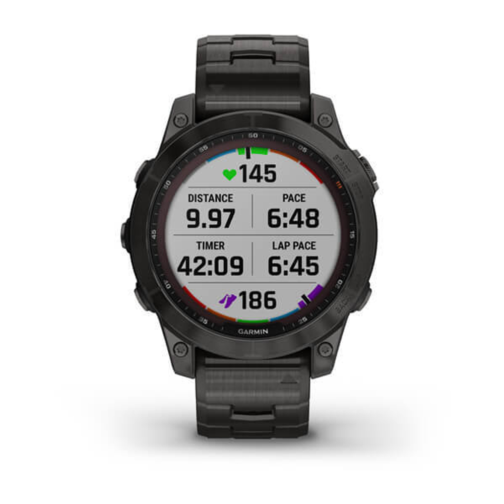 Умные часы Garmin Fenix 7 Sapphire Solar титановый угольно-серый DLC с угольно-серым титановым DLC браслетом